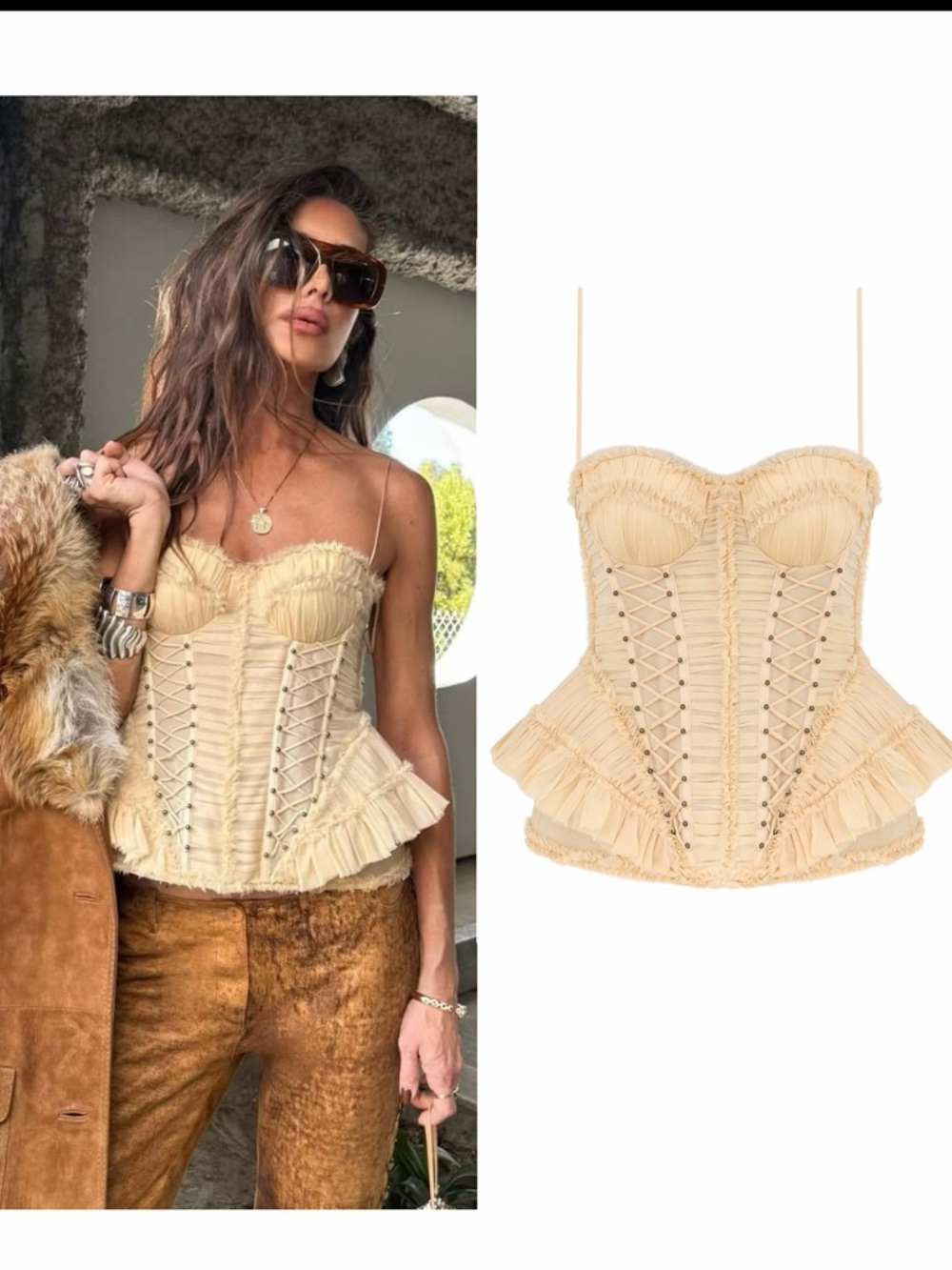 ZIMMERMANN Rebellion Frayed Corset Top, size 1